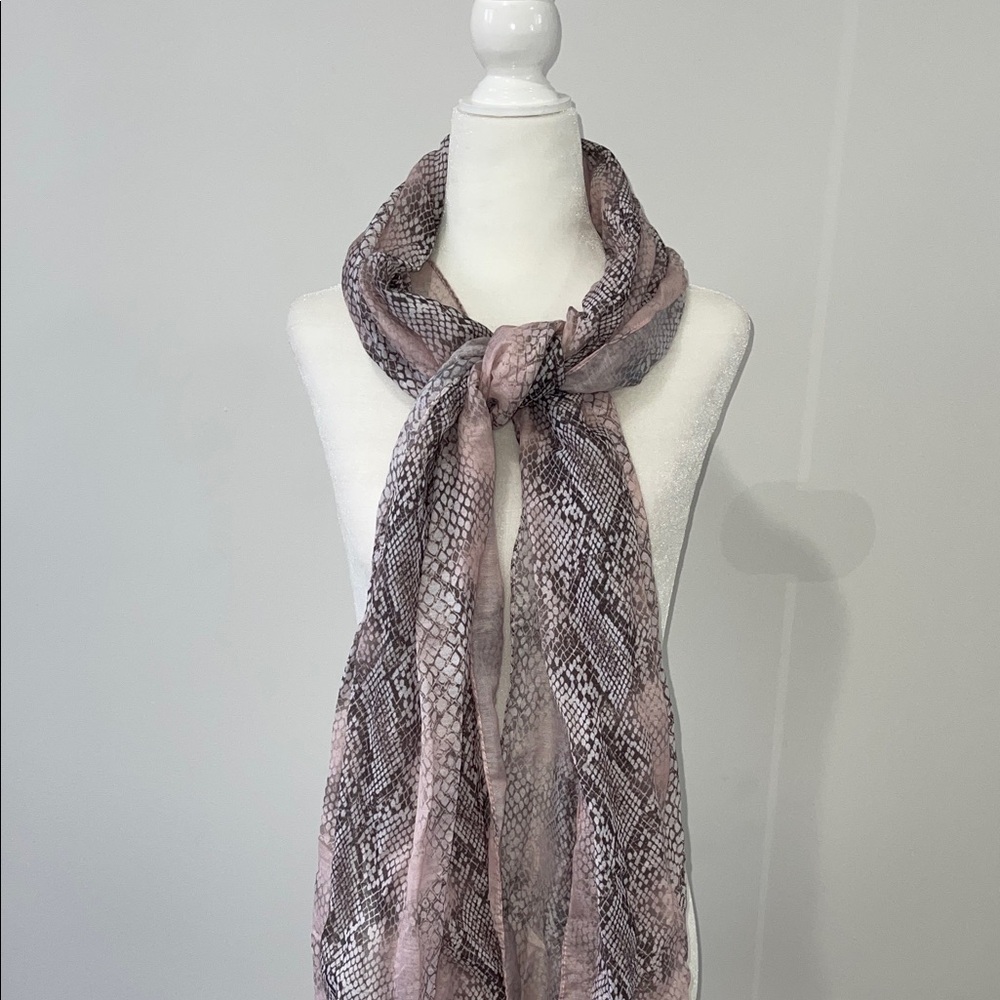Elegant Pink Snake Print Summer Scarf